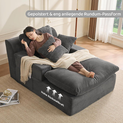 160cm Chaiselongue Sofa mit Schlaffunktion – Grau