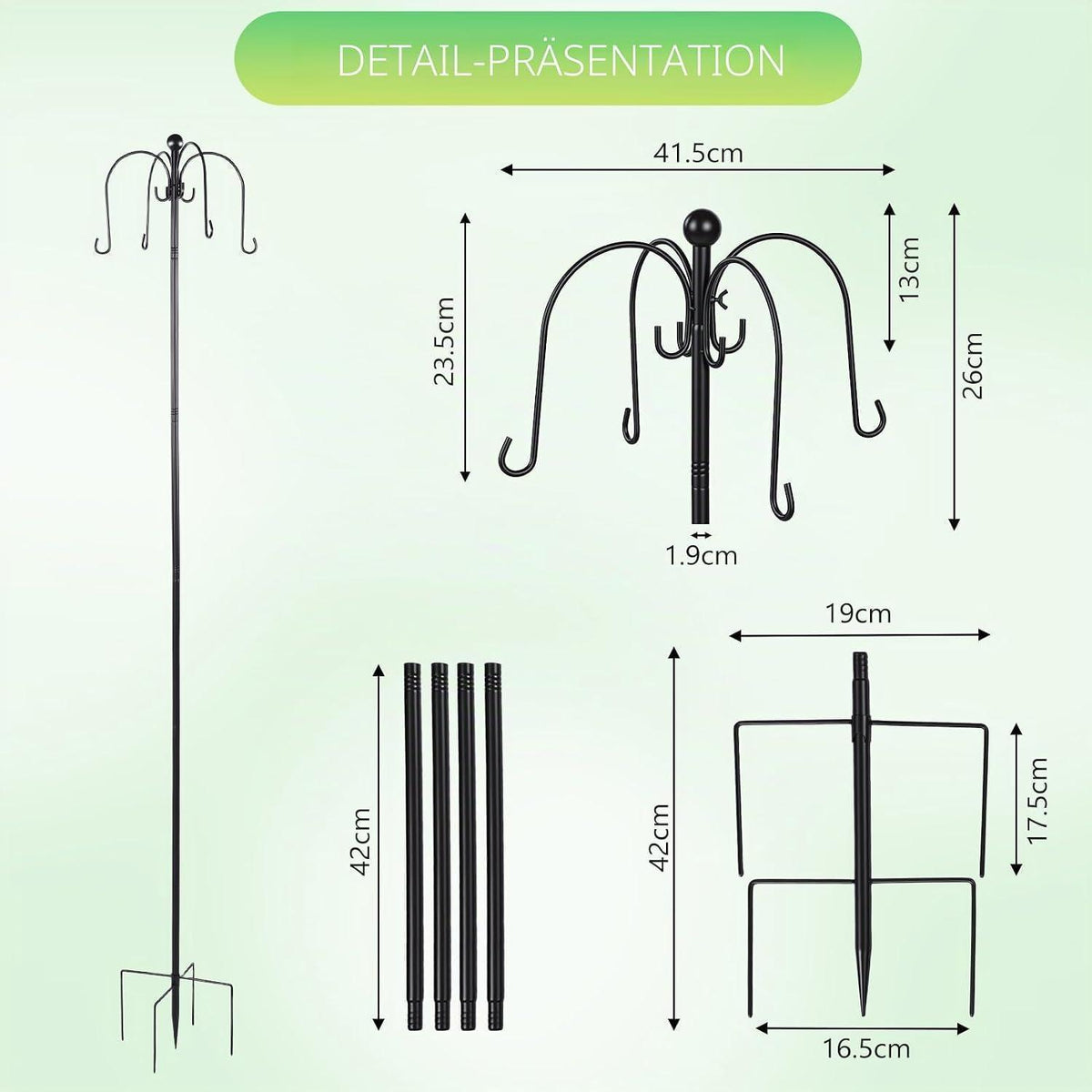 88 cm Schäferhaken Garten Höhenverstellbar mit 5 Zinken
