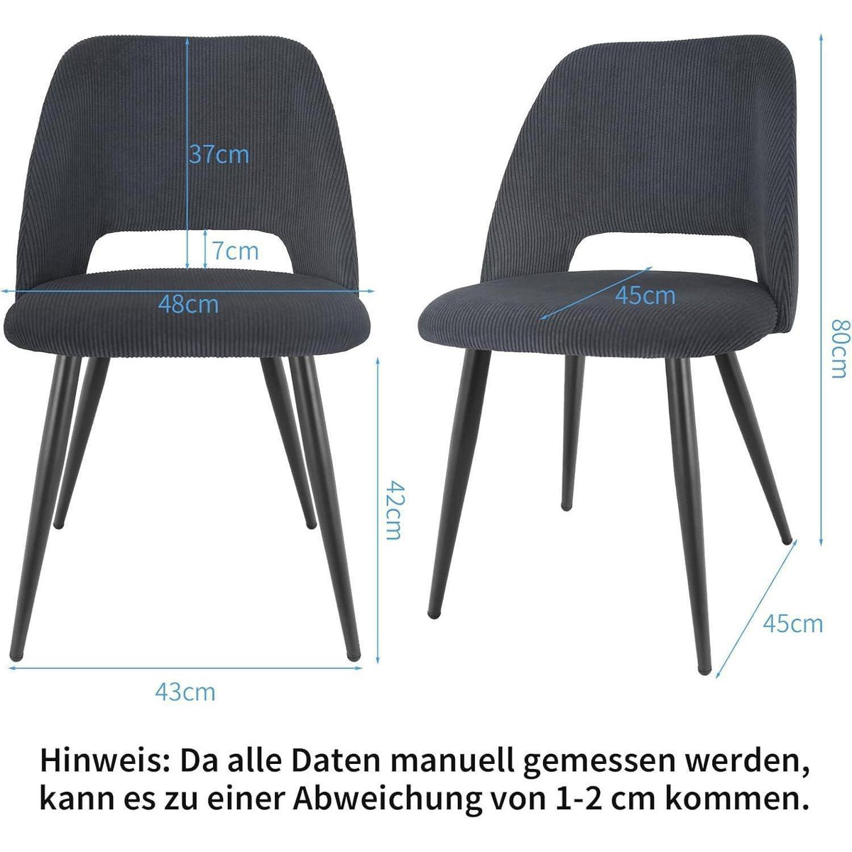 Esszimmerstühle Set 4 - Gepolsterte Samtstühle Schwarz
