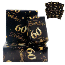 Geschenkpapier 60. Geburtstag Schwarz Gold 70x50 cm