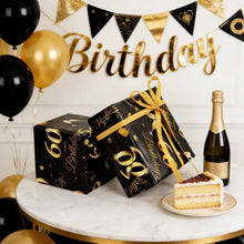 Geschenkpapier 60. Geburtstag Schwarz Gold 70x50 cm