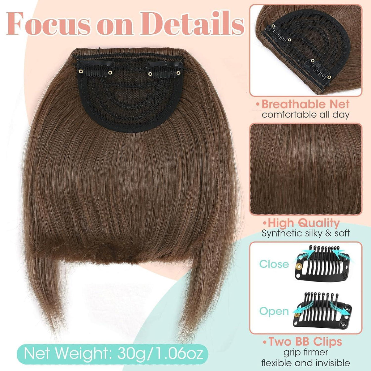 Clip-in Pony – Französisch, Kastanienbraun, für jeden Look