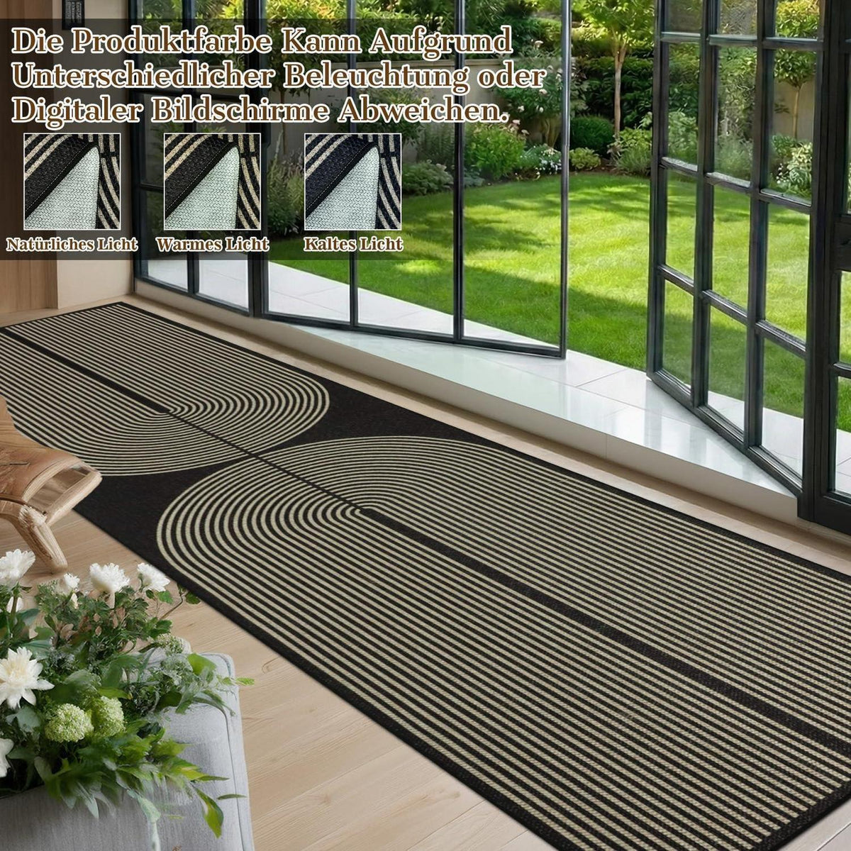 Webteppich Läufer 80x300cm Rutschfest & Waschbar – Modern für Flur & Küche