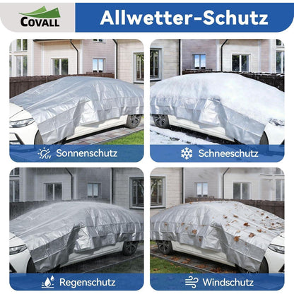 Wasserdichte Plane 6x8m – UV- & Reißfest, Silber/Blau
