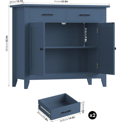 Blauer Küchenschrank mit Arbeitsplatte & Schubladen