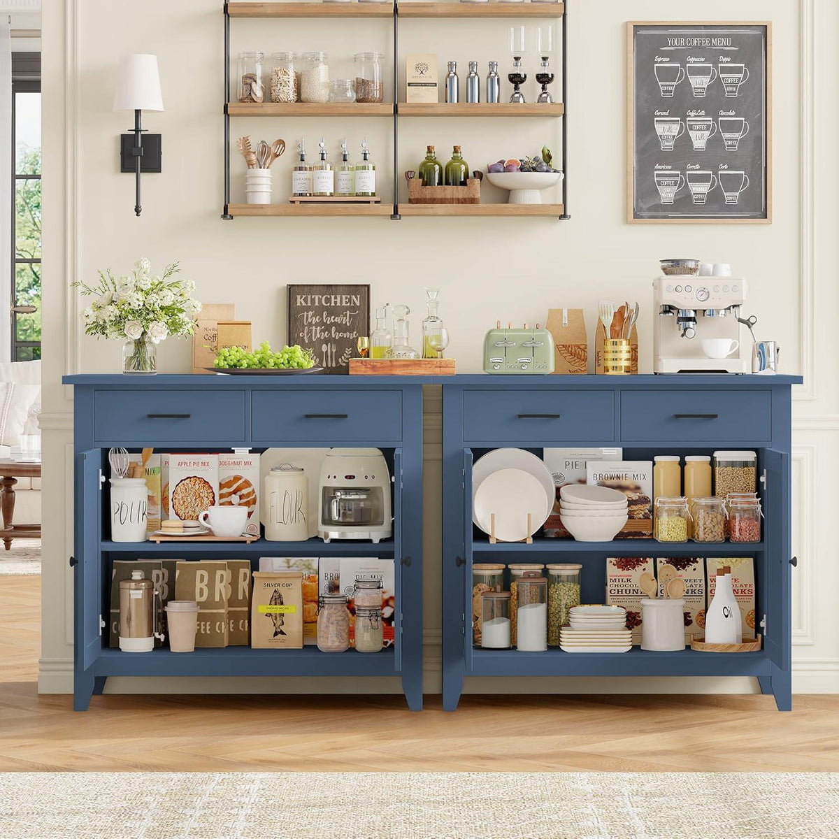 Blauer Küchenschrank mit Arbeitsplatte & Schubladen