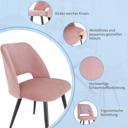 Esszimmerstühle Set 4er – Gepolsterte Samtstühle Rosa