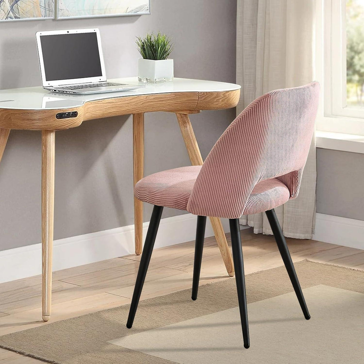 Esszimmerstühle Set 4er – Gepolsterte Samtstühle Rosa