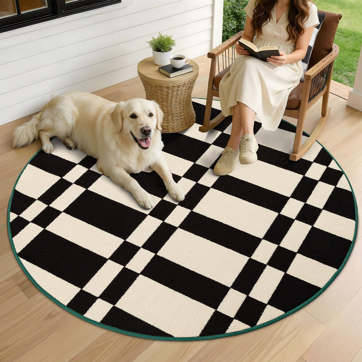 Schachbrett Fußmatte rutschfest 150x150cm Schwarz