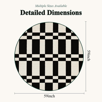Schachbrett Fußmatte rutschfest 150x150cm Schwarz