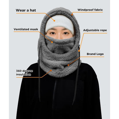 Sturmhaube Fleece Thermo Balaclava Grau Damen Herren Winter