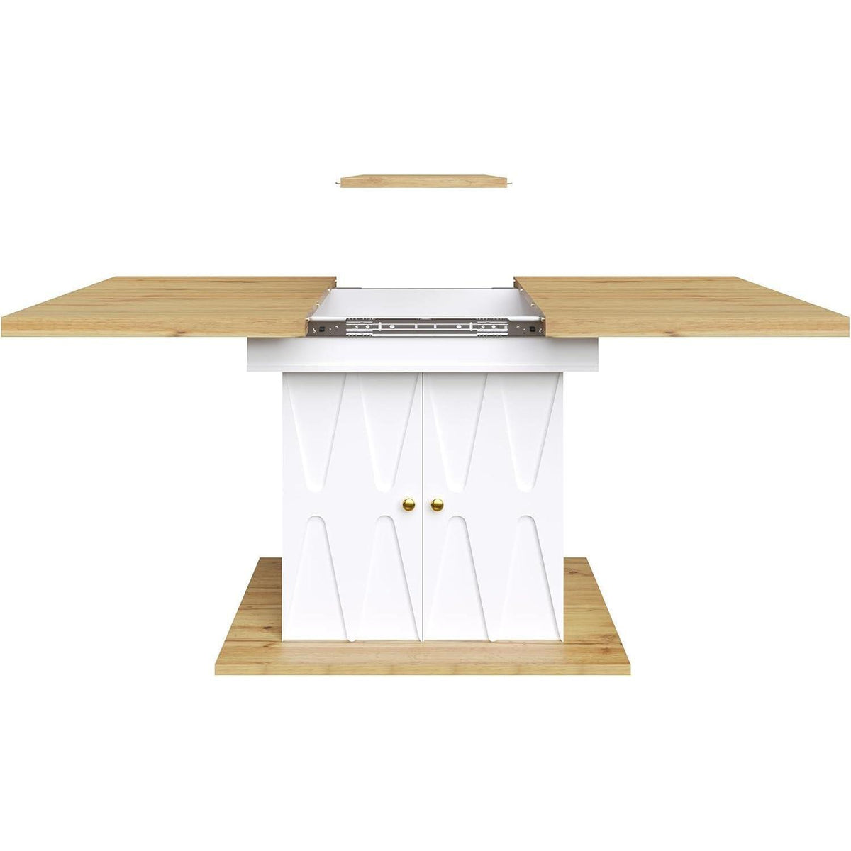 Ausziehtisch Holzfurnier mit Relief & Stauraum (110/140x70cm)