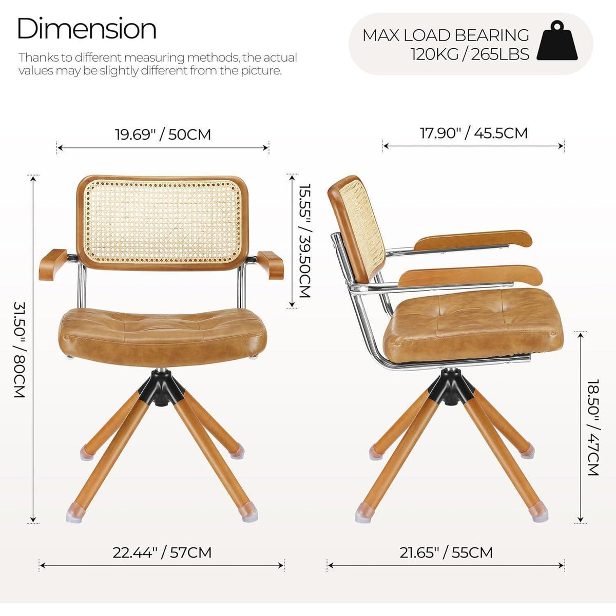 Zouron Rattan Schreibstuhl – Drehstuhl Mid Century Design