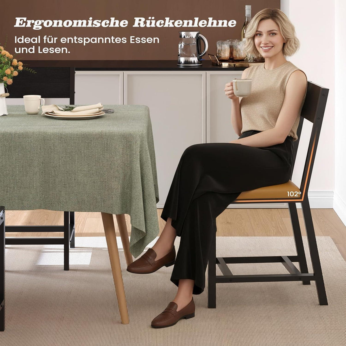 Esszimmerstühle 6er Set Vintage Braun mit Polsterung