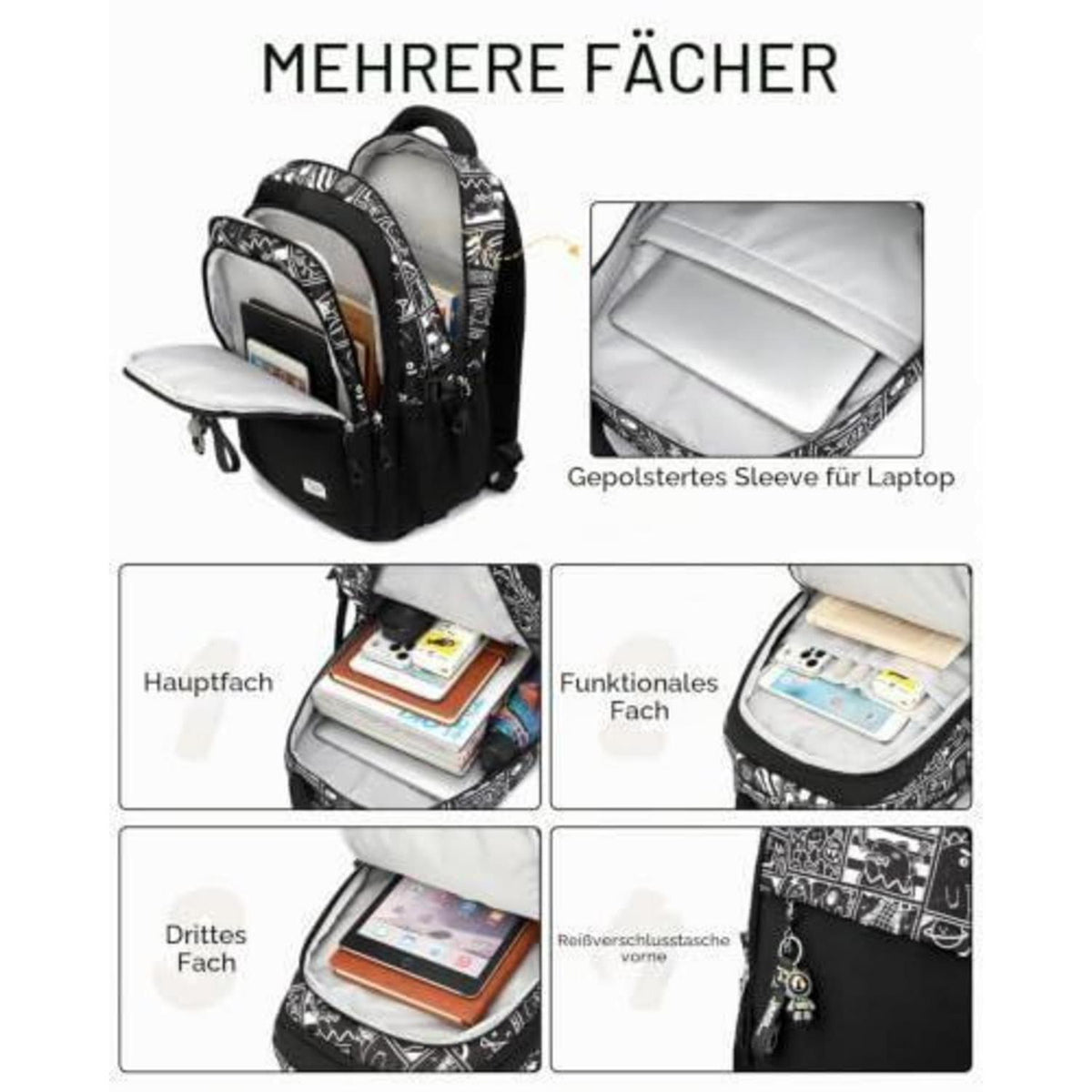 Schulrucksack Jungen Teenager Schwarz – Groß, Robust & Vielseitig
