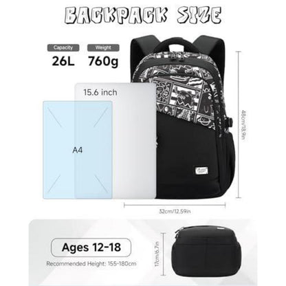 Schulrucksack Jungen Teenager Schwarz – Groß, Robust & Vielseitig