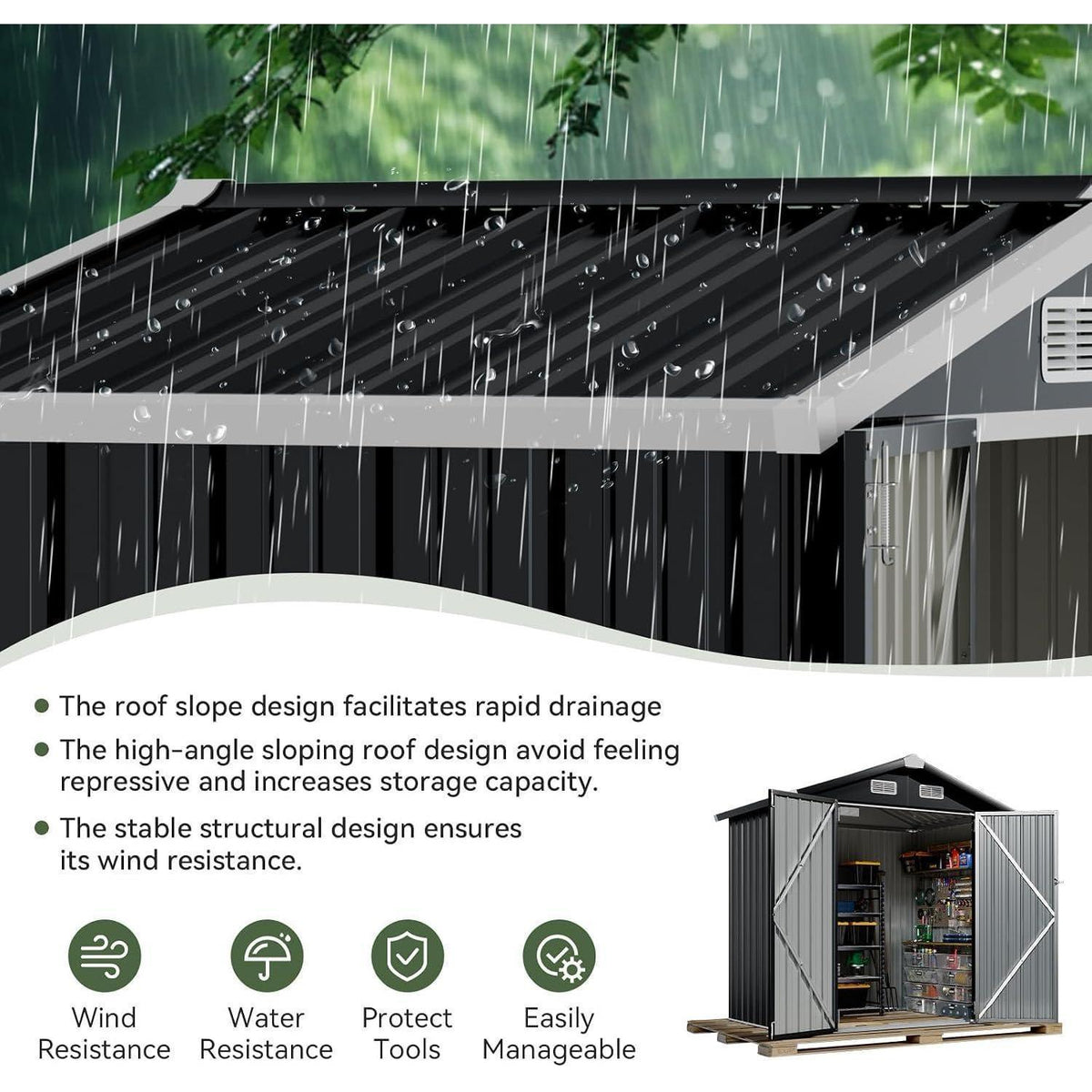 Gartenschuppen 1,8x1,2m – Metall-Gartenspeicher mit Schloss