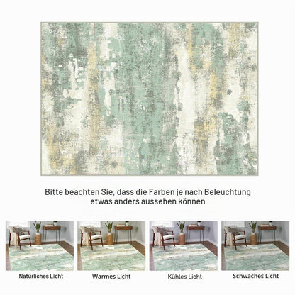 Moderner Wohnzimmerteppich Grün 240x300 cm – Waschbar & Rutschfest