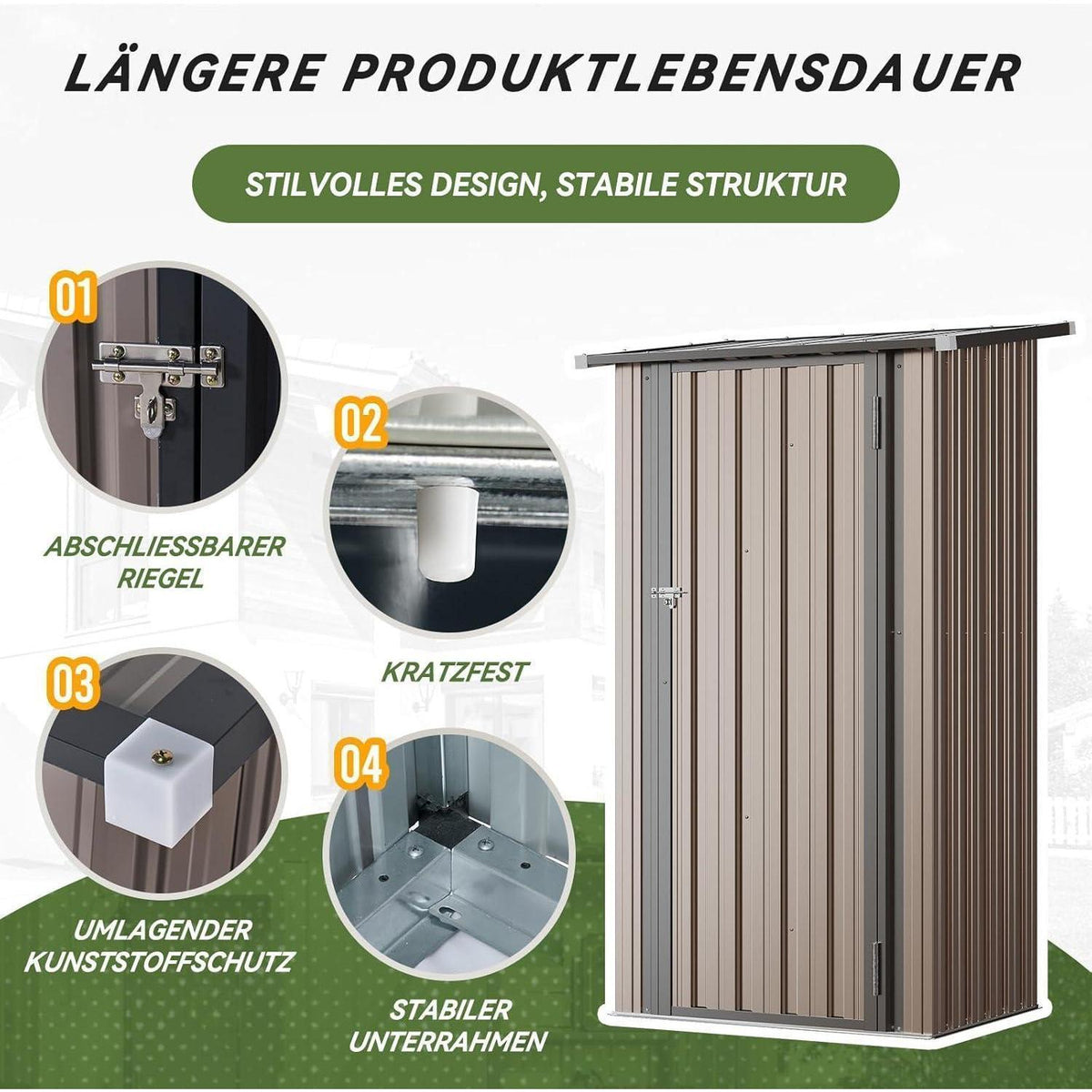 Metallschuppen 3x2 ft abschließbar – Gartenhaus für Werkzeug & Geräte