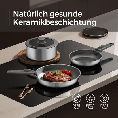 16-teiliges Antihaft-Kochset aus Edelstahl & Keramik