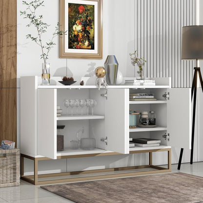 Schmaler Sideboard Weiß 120x30x80cm | Grifflos & Verstellbar