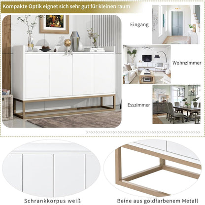 Schmaler Sideboard Weiß 120x30x80cm | Grifflos & Verstellbar