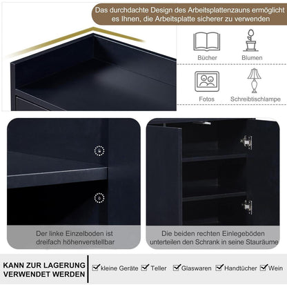 Schmaler Sideboard Schwarz – Griffloser Flur- & Wohnzimmerschrank