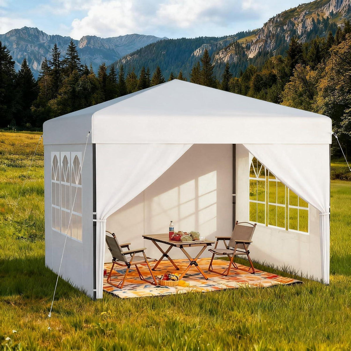 3x3m Pop-Up Pavillon mit Seitenwänden & One-Touch Lift