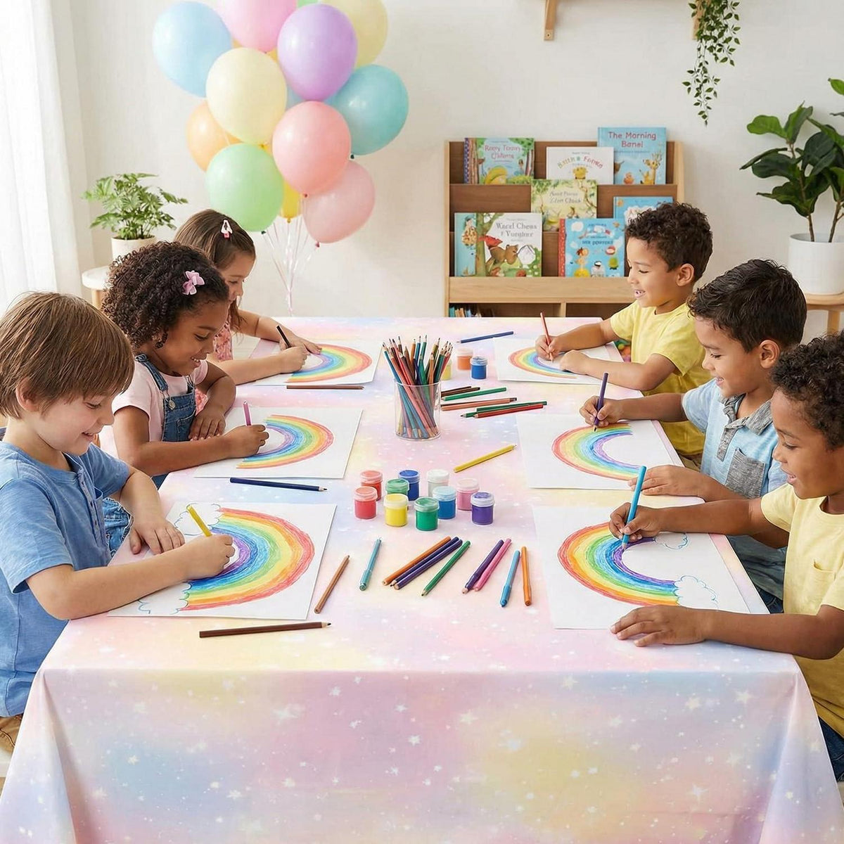 2x Regenbogen Tischdecke Farbverlauf Partydeko 137x274cm