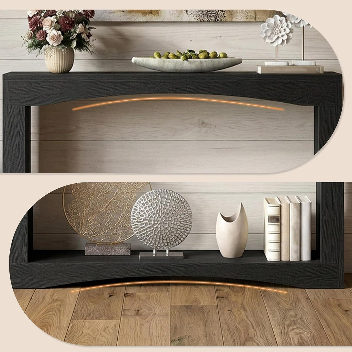 Konsolentisch 100 cm – Vintage Flurtisch Holz Schwarz