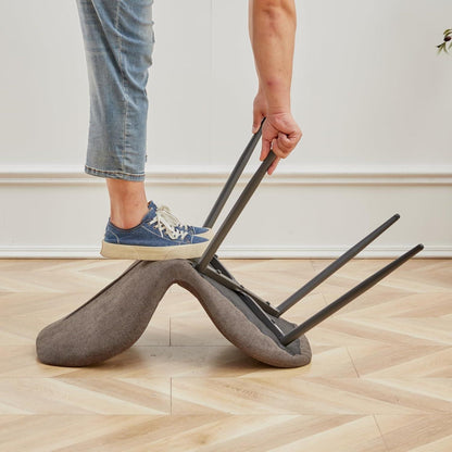 Runder Esstisch 100cm mit 4 modernen Leinenstühlen Schwarz