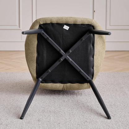 Runder Esstisch Set 100cm + 4 Moderne Leinenstühle (Gelb/Grün)