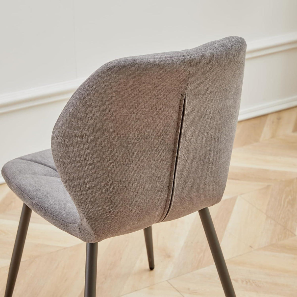 Runder Esstisch Set 100cm & 4 Moderne Leinenstühle Dunkelgrau