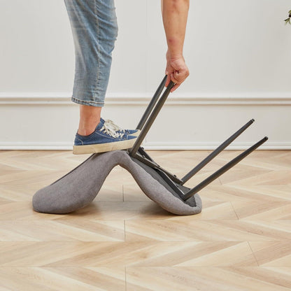 Runder Esstisch Set 100cm & 4 Moderne Leinenstühle Dunkelgrau