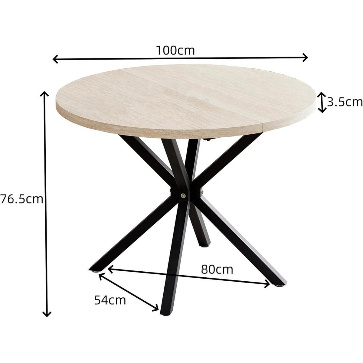 Runder Esstisch Set 100cm + 4 Moderne Leinenstühle (Gelb/Blau)
