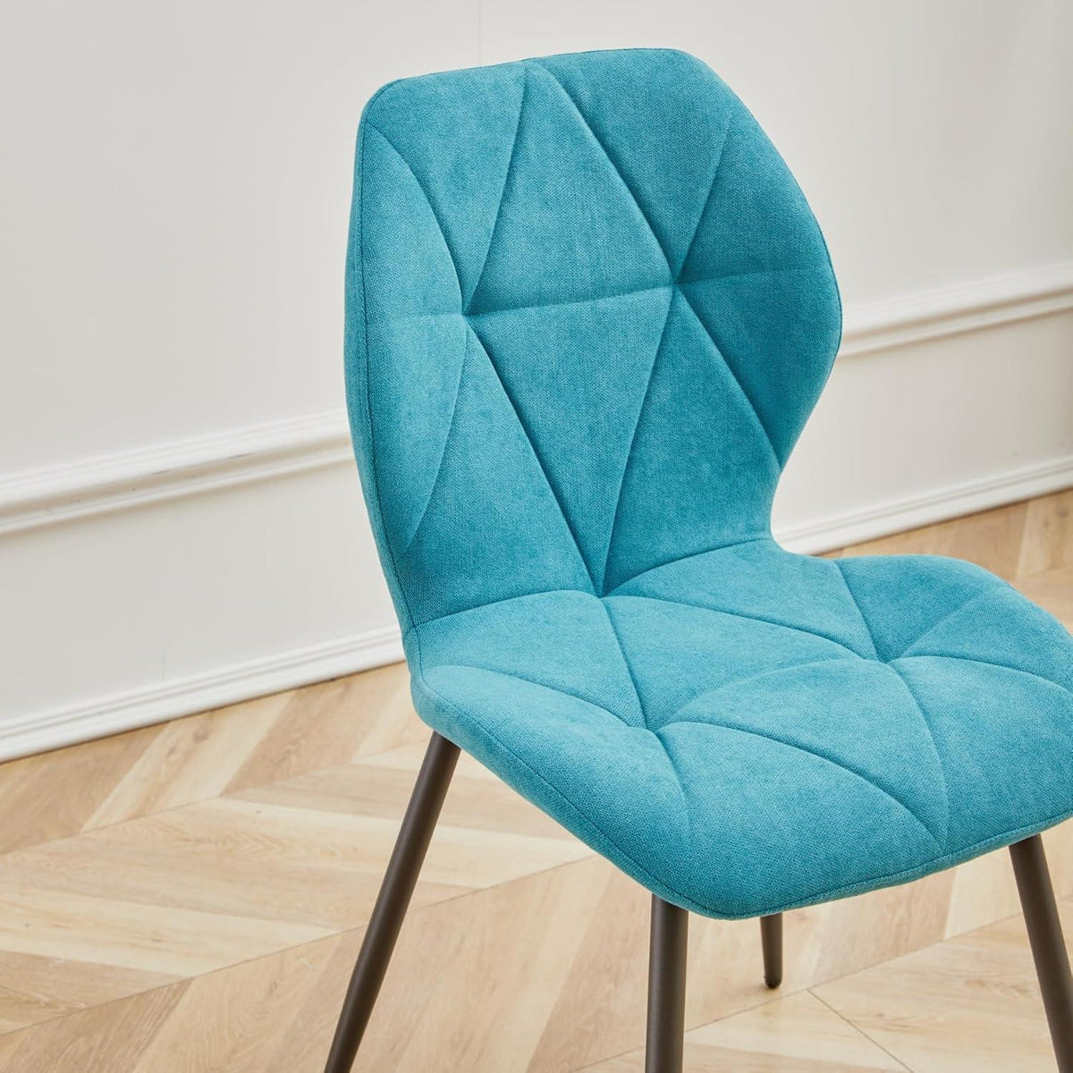 Runder Esstisch Set 100cm + 4 Moderne Leinenstühle (Gelb/Blau)
