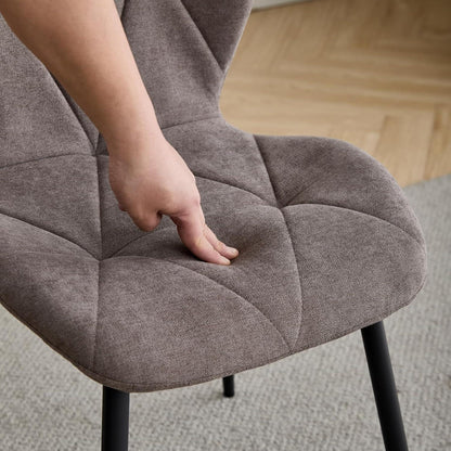 Runder Esstisch Set 100cm & 4 Moderne Leinenstühle Braun