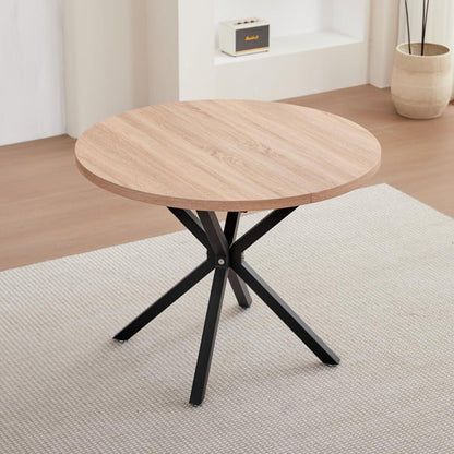 Runder Esstisch Set 100cm mit 4 modernen Leinenstühlen