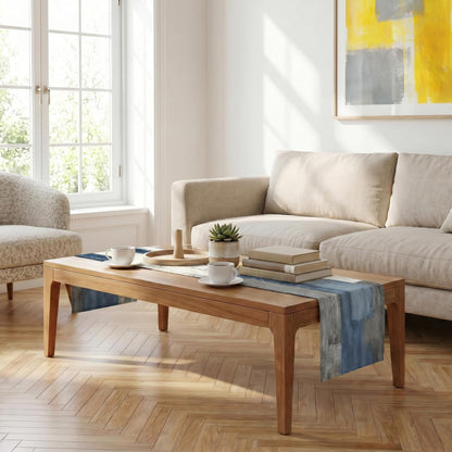 Tischläufer Leinen abstrakt Landhausstil weiß 40x140 cm