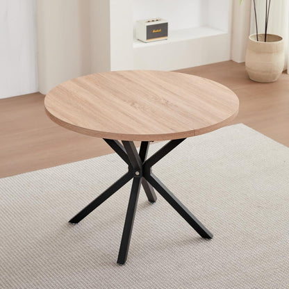 Runder Esstisch Set 100cm mit 4 modernen Leinenstühlen