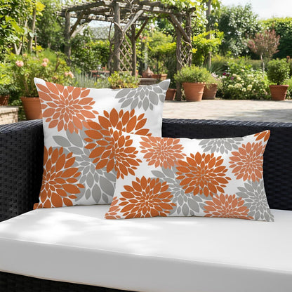 2er Set Outdoor Kissenbezug Orange Dahlien 40x40 cm