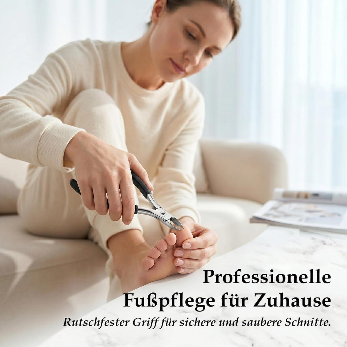 Fußnagelschere mit Spritzschutz & rutschfestem Griff