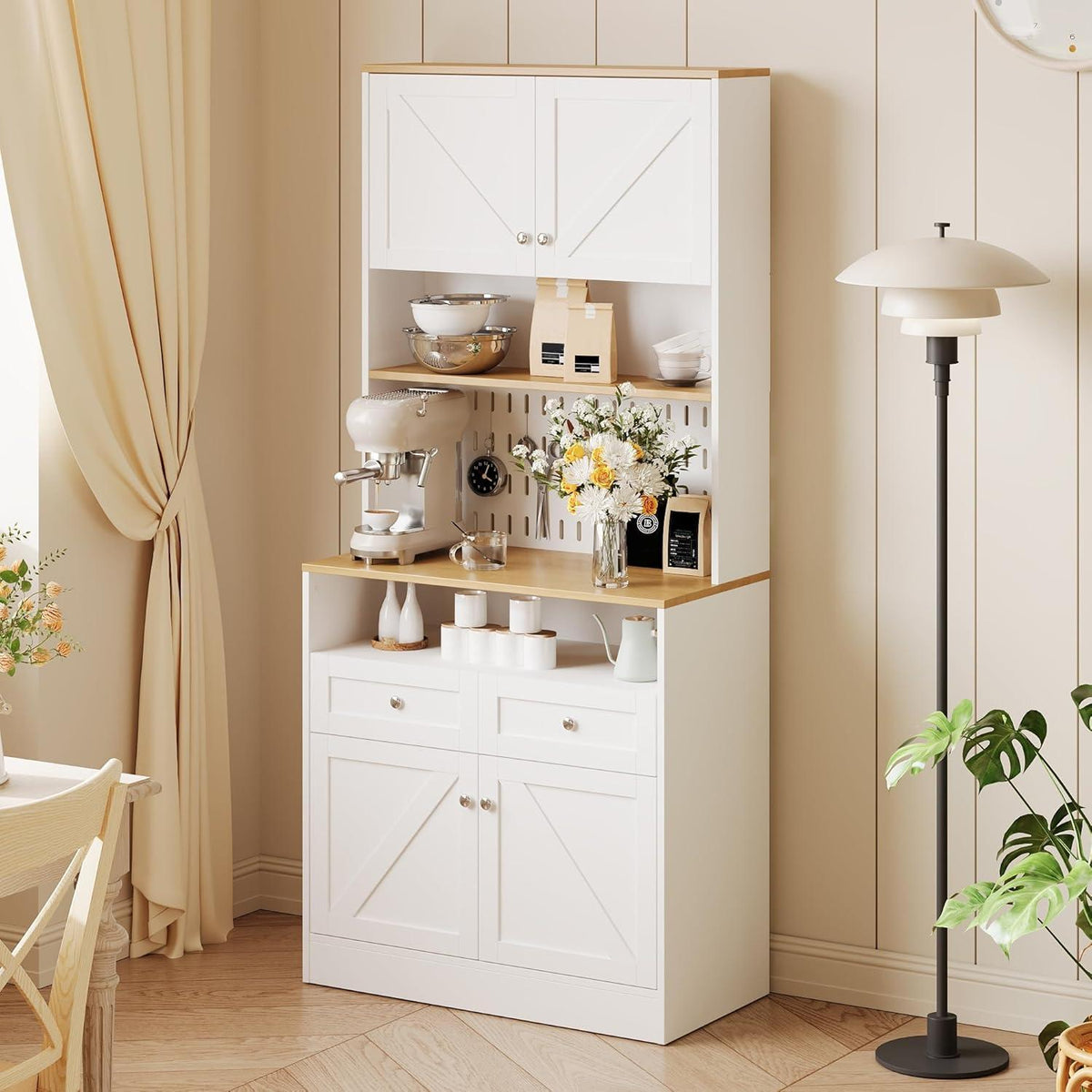 Weißes Sideboard mit 2 Schubladen & 4 Türen – Buffet Küche Esszimmer