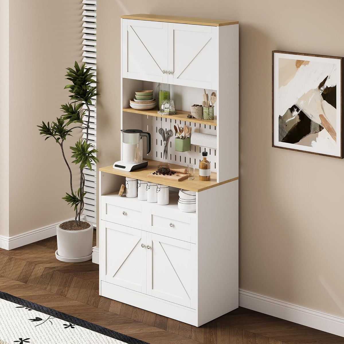 Weißes Sideboard mit 2 Schubladen & 4 Türen – Buffet Küche Esszimmer