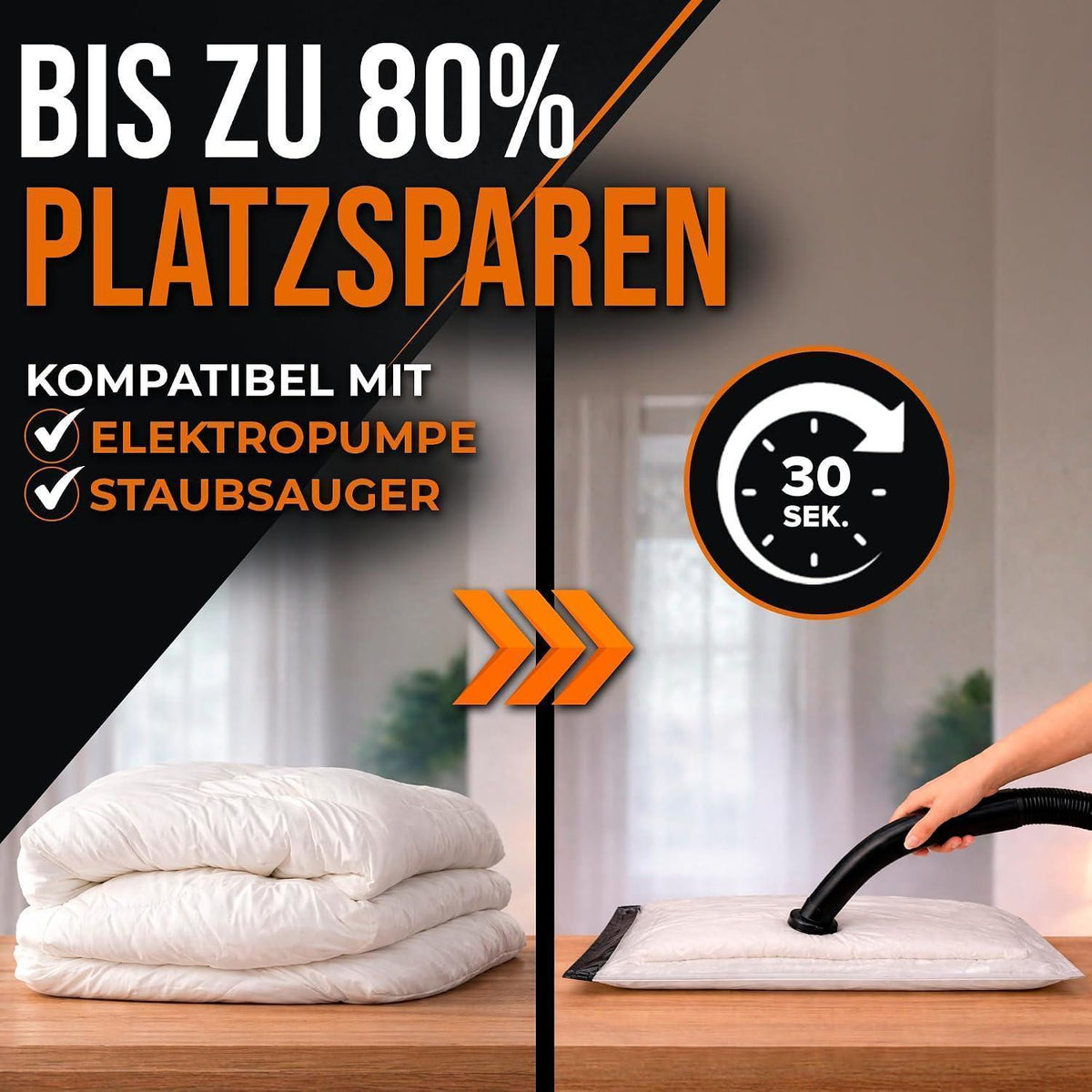 XXL Vakuumbeutel für Bettdecken & Kissen – 4er Set (130x90cm)