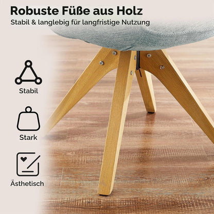Drehstuhl Esszimmerstuhl Hellblau Polsterstuhl mit Armlehnen