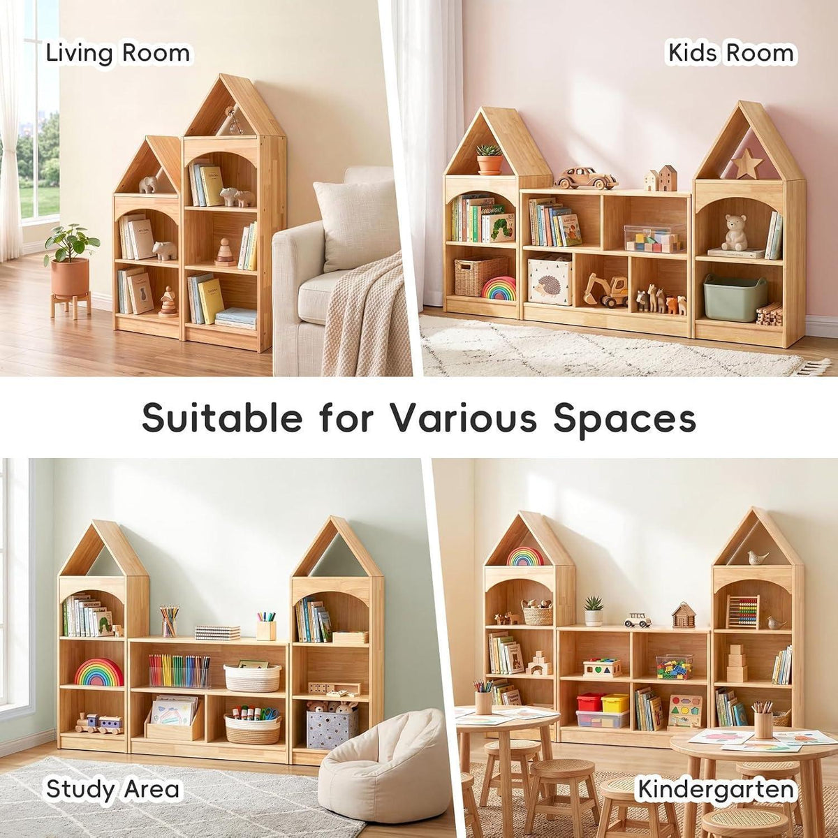 Eckregal Kinderzimmer – Bücher & Spielzeugaufbewahrung aus Holz