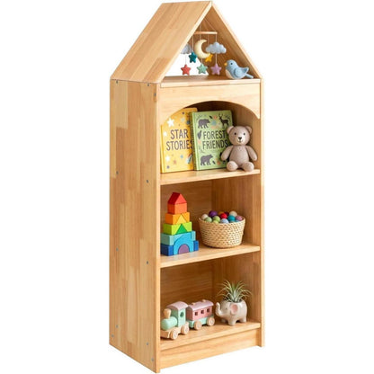 Kinderregal aus Gummiholz mit 4 Etagen – Eckregal für Kinderzimmer