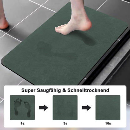Rutschfeste Badematte super saugfähig 60x120 cm – Grau & Grün