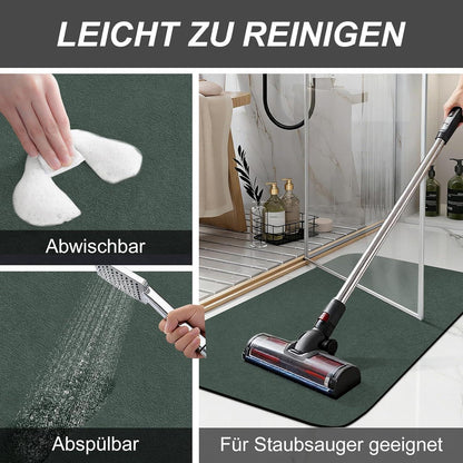 Rutschfeste Badematte super saugfähig 60x120 cm – Grau & Grün